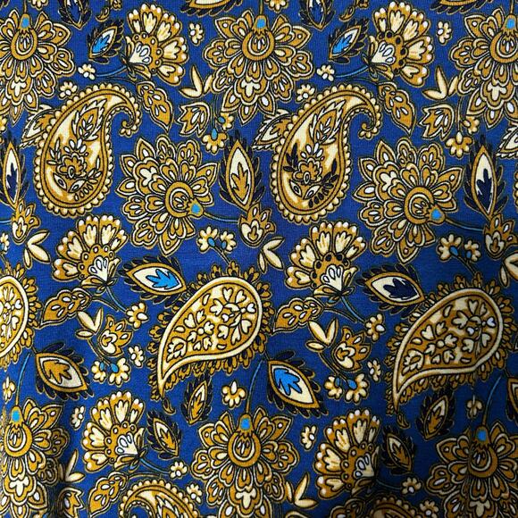Boden Dress Size 10 Jersey Paisley Blue‎ Gold Waist Tie Preppy Minimalist - Picture 8 of 8